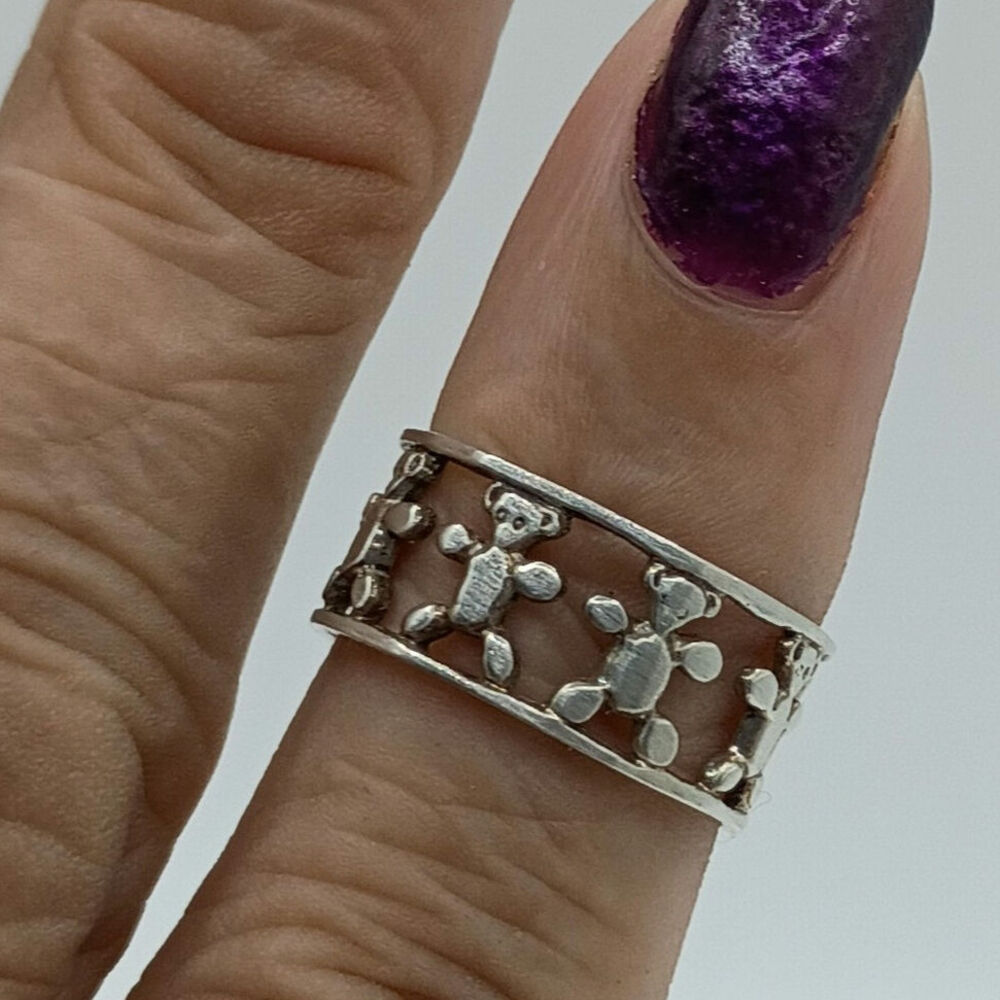 Sterling Silver Teddy Bear Ring - Size 6